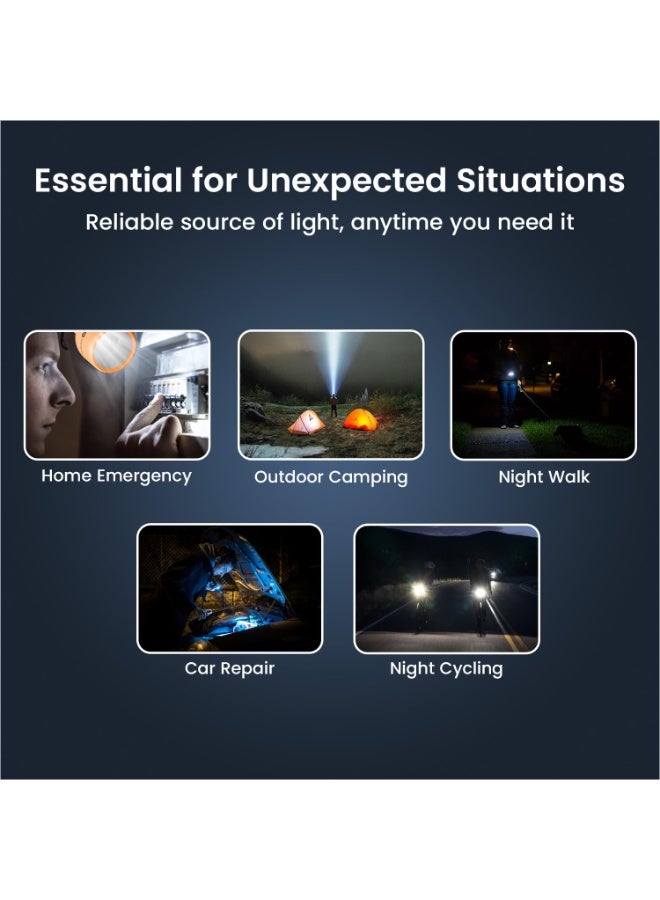 Portronics Eco Glow LED Torch Light with USB Rechargeable Battery, Dual-Brightness Levels, SOS Emergency Light Mode, Long Distance Flashlight, for Home, Outdoor, Camping, Travel (Orange) - Image 5